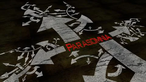 Parasomnia text on a crossroad in different ways of arrows Illustrazione stock