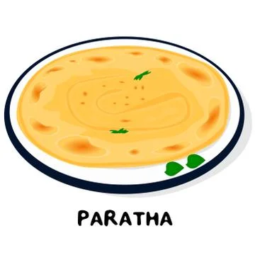 Paratha indian Punjabi food Vector Stock Illustration