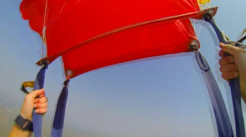 Paratrooper flight with a parachute Stock Footage 32845192