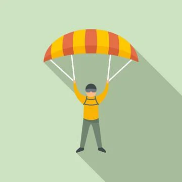 Paratrooper icon, flat style Illustration