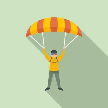 Paratrooper icon, flat style Illustration