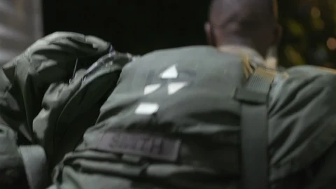 Paratrooper at Night Stock Footage 122836072