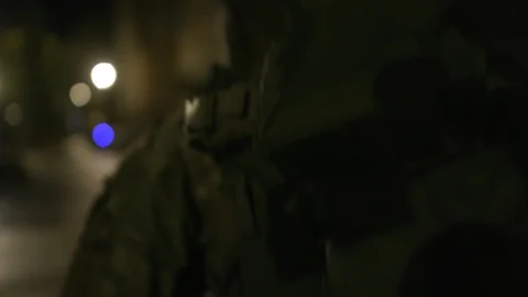 Paratrooper at Night Stock Footage 122837447