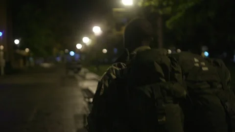 Paratrooper at Night Stock Footage 122839401