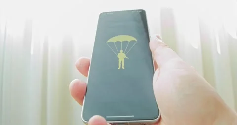 Paratrooper with an open parachute, presentation Stock Footage 313503793