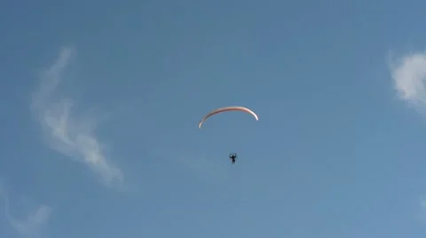 Paratrooper on powered paragliding in glide Stock Footage 65498875