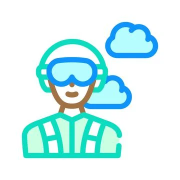 Paratrooper worker color icon vector illustration Illustration