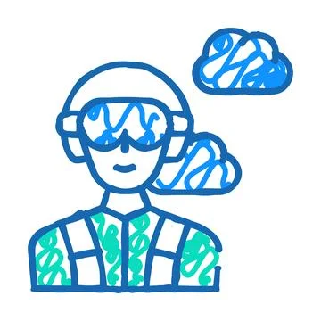 Paratrooper worker flat icon doodle illustration Stock Illustration