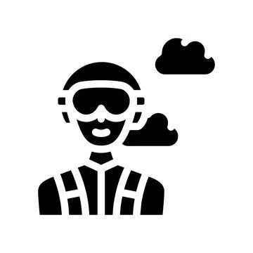 Paratrooper worker glyph icon vector illustration black Illustration