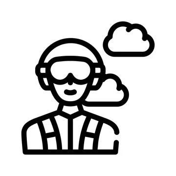 Paratrooper worker line icon vector illustration flat Illustration