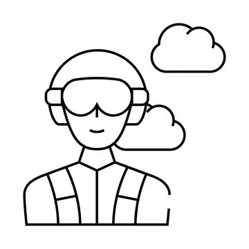 Paratrooper worker line icon vector illustration flat Stock Illustration