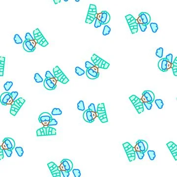 Paratrooper worker vector seamless pattern Illustration