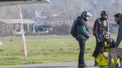 Paratroopers preparing for the launch Stock Footage 168574313