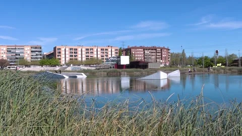 Parc central lake with swimming ducks, Santa Perpetua, 4k 動画素材 332494563