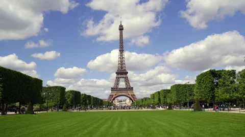 Parc du Champ de Mars, Eiffel Tower, Paris, France Stock Footage 54136290