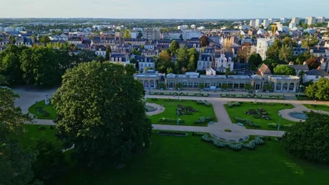 Parc du Thabor with botanical gardens, Rennes, France. Aerial drone Stockbeeldmateriaal 287200314