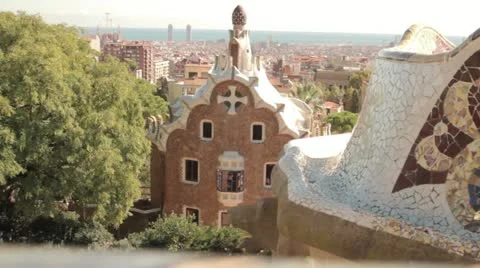 Parc guell barecelona Stock Footage 12350120