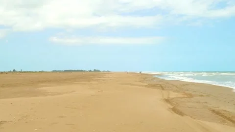 Parc Natural del Delta de l'Ebre Sand Dune Beach In Ebro Delta, Spain. 스톡 동영상 250776146