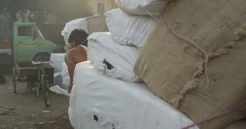 Parcel and Packaging Center at New Delhi Railway Station Stock Footage 73003625