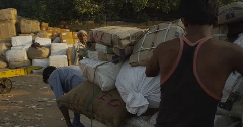 Parcel and Packaging Center at New Delhi Railway Station Stock Footage 73416499