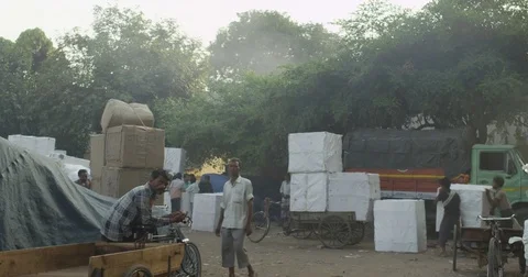 Parcel and Packaging Center at New Delhi Railway Station Stock Footage 81618627