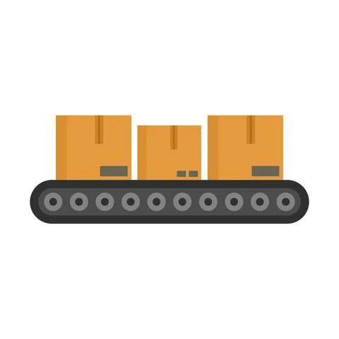 Parcel assembly line icon flat isolated vector Stock Illustration