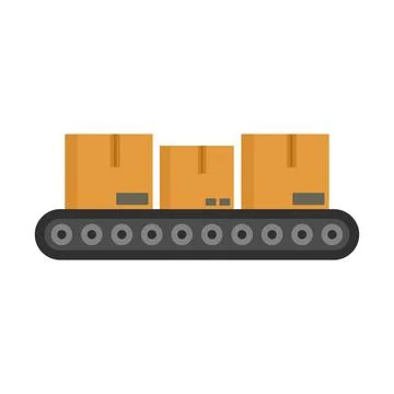 Parcel assembly line icon flat isolated Stock Illustration