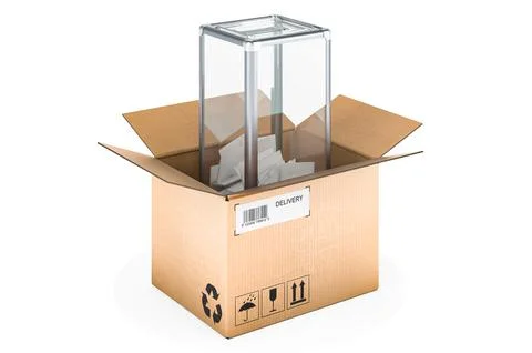 Parcel with ballot box, 3D rendering Illustrazione stock