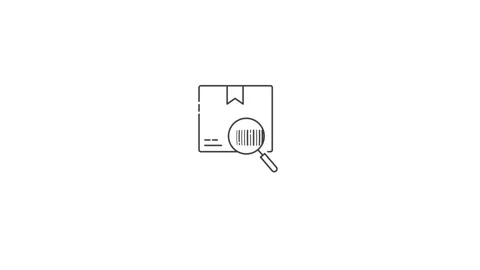 Parcel Barcode Tracking Magnifying Glass Line Icon Animation Stock Footage 347848919