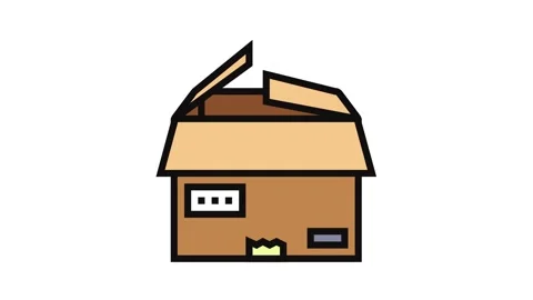 Parcel box cardboard packaging color icon animation Video stock 326117169