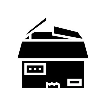 Parcel box cardboard packaging glyph icon vector illustration Stock Illustration