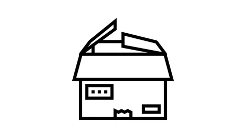 Parcel box cardboard packaging line icon animation Stock Footage 326124484