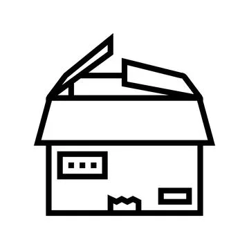 Parcel box cardboard packaging line icon vector illustration イラスト素材