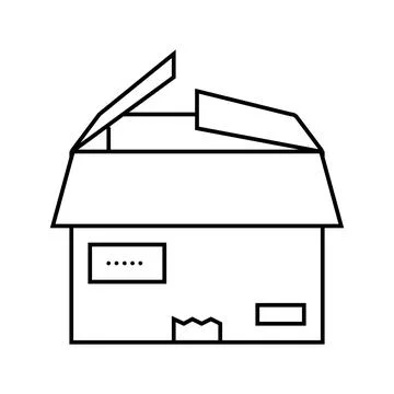 Parcel box cardboard packaging line icon vector illustration Illustrazione stock