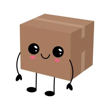 Parcel box character with funny face. Illustrazione stock