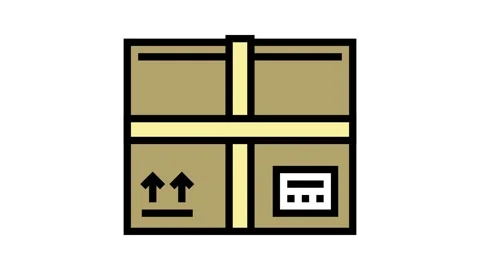 Parcel box color icon animation Stock Footage 223999919