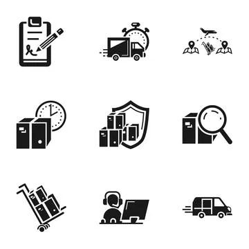 Parcel box delivery icon set, simple style Stock Illustration