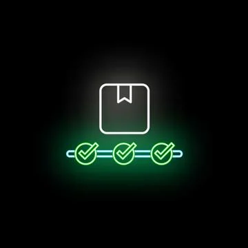 Parcel box with delivery tracking progress neon icon Stock Illustration