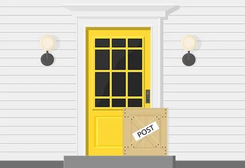 Parcel box at the door of the house post office delivery Stock Illustration