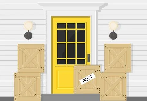 Parcel box at the door of the house post office delivery Stock Illustration