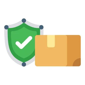 Parcel box with a green shield and checkmark, symbolizing secure delivery Stock Illustration