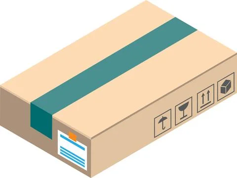 Parcel box illustration in 3D isometric style Illustrazione stock