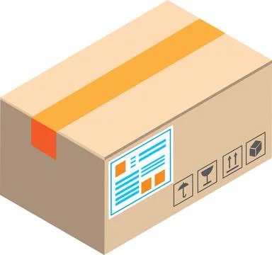 Parcel box illustration in 3D isometric style Stock Illustration