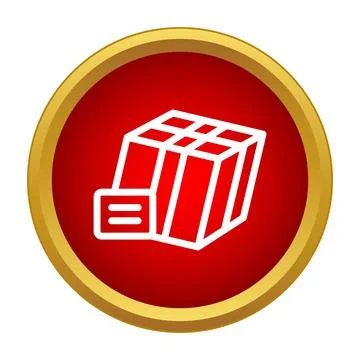 Parcel box with label icon packaging delivery Stock Illustration