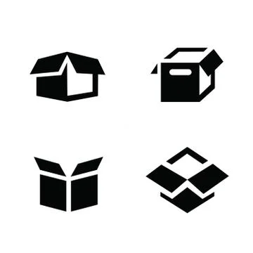 Parcel box, open box icons Illustrazione stock