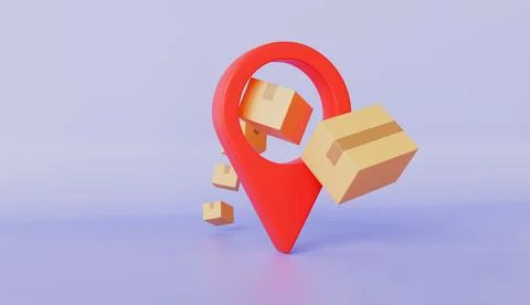 Parcel box or cardboard box floats, logistics, delivery, online shopping 스톡 일러스트