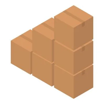 Parcel box stack icon, isometric style 스톡 일러스트