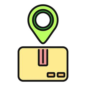 Parcel box tracking with location pin icon Stock Illustration