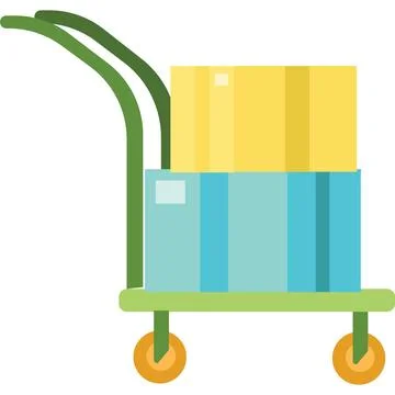 Parcel box on trolley cart vector icon 스톡 일러스트