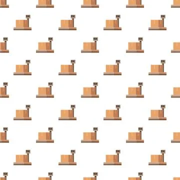 Parcel box weighing on digital scale seamless pattern Stockillustratie